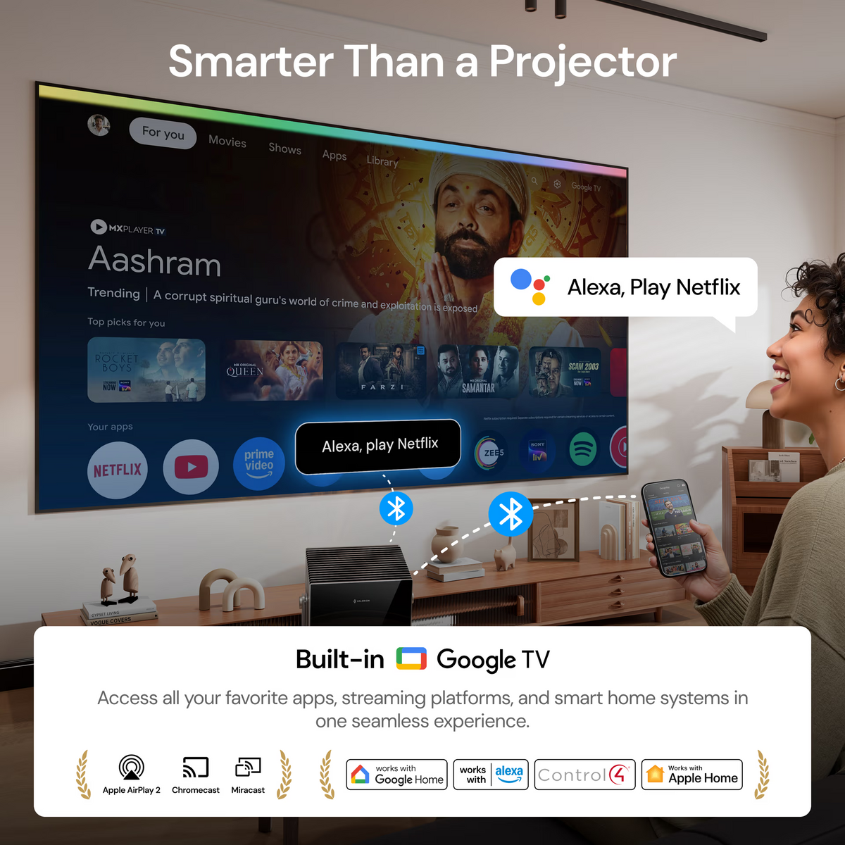 Valerion VisionMaster Max 4K RGB Triple Laser Home Theater Projector