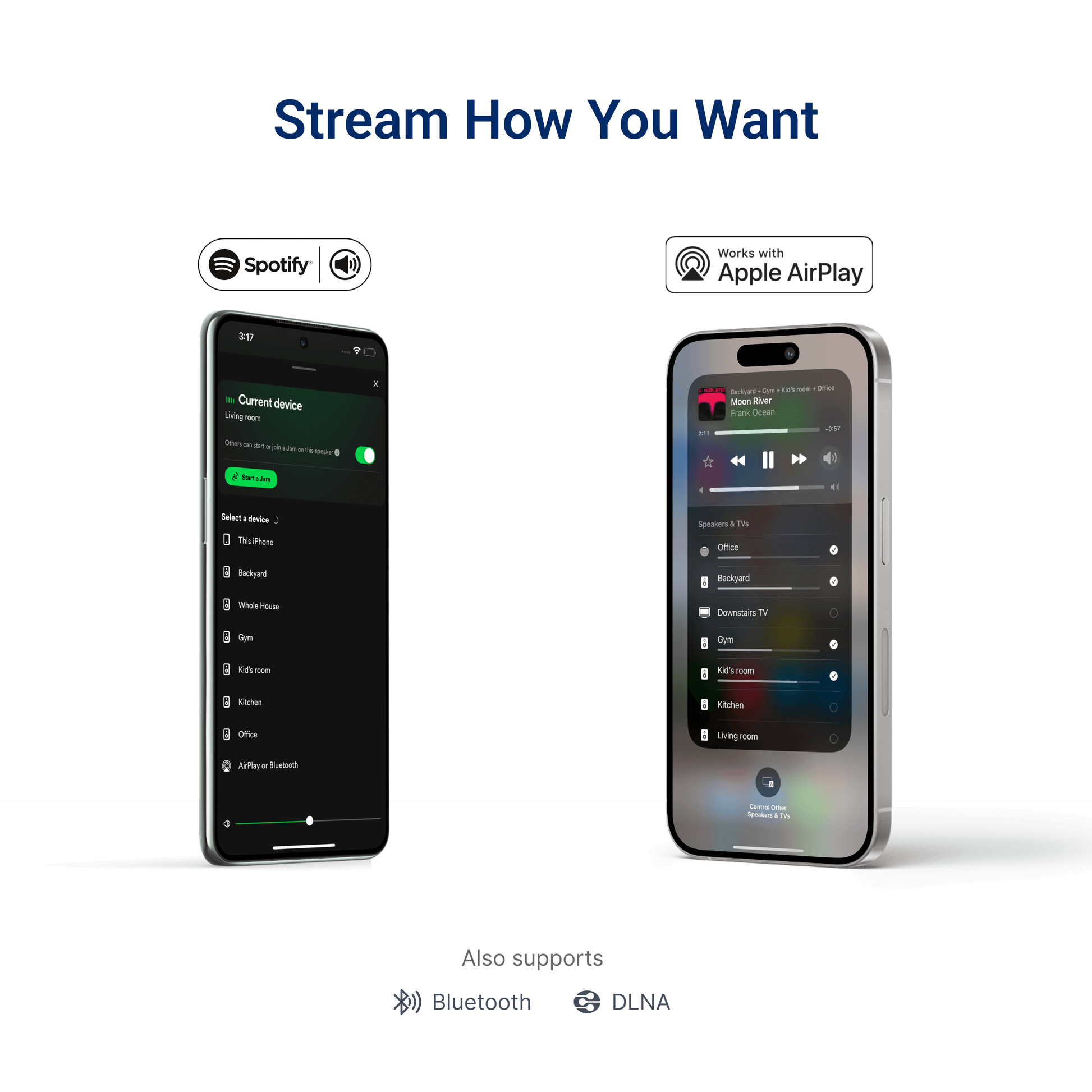 Juke 6 streaming from Spotify Connect and Apple AirPlay