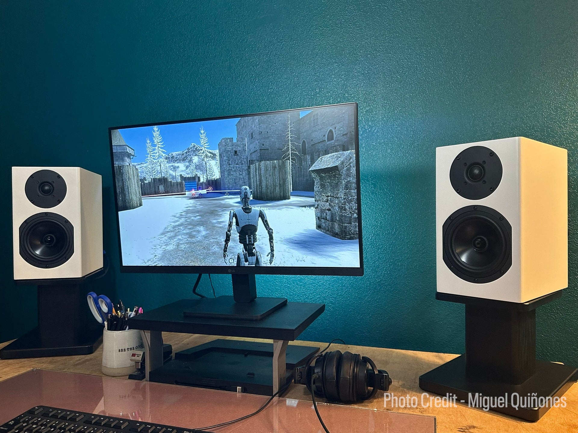 RBH Impression 5 speakers in a desktop listening setup